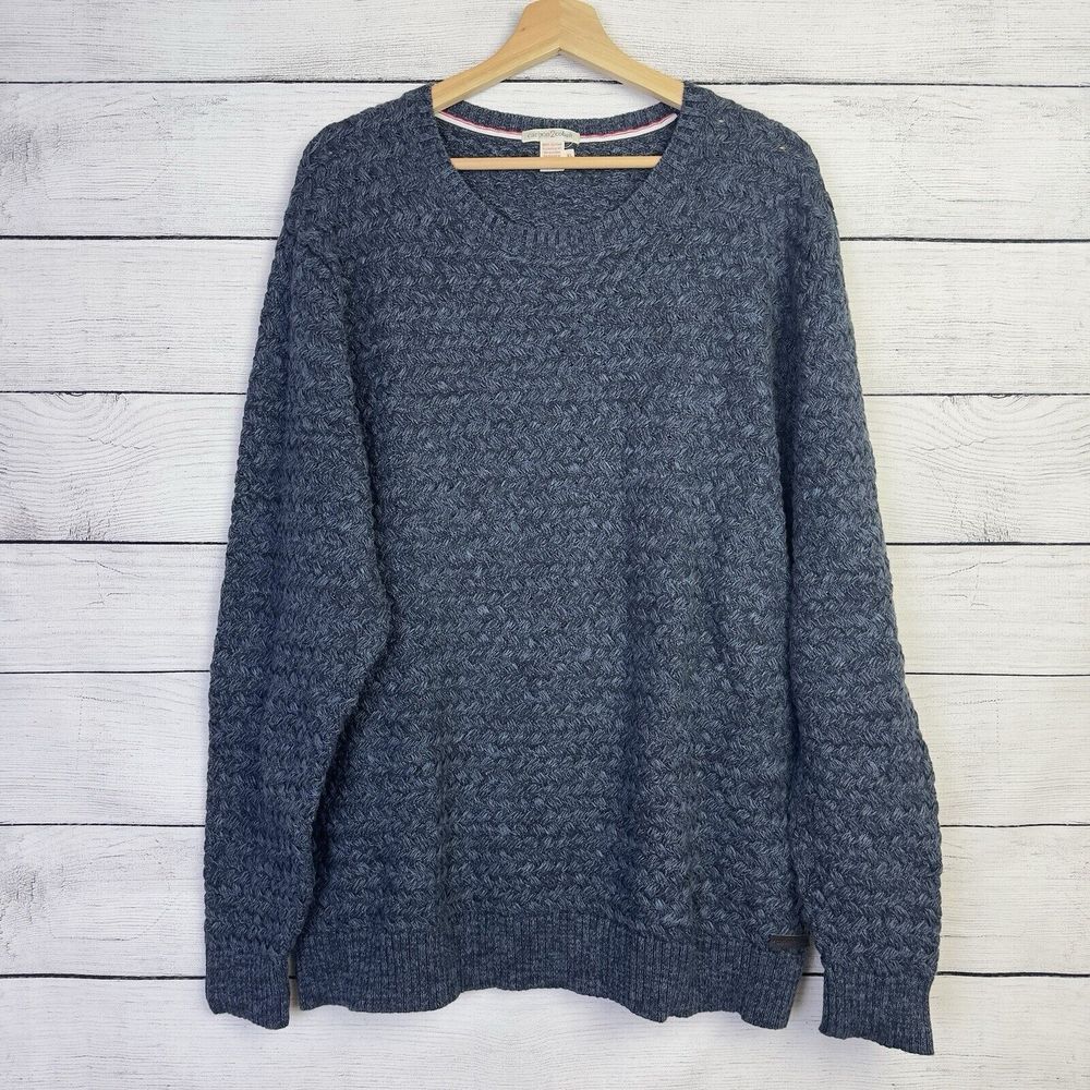 Carbon 2 Cobalt Mens Basketweave Heavy Knit Sweater 100% Cotton Size‎ XL Blue